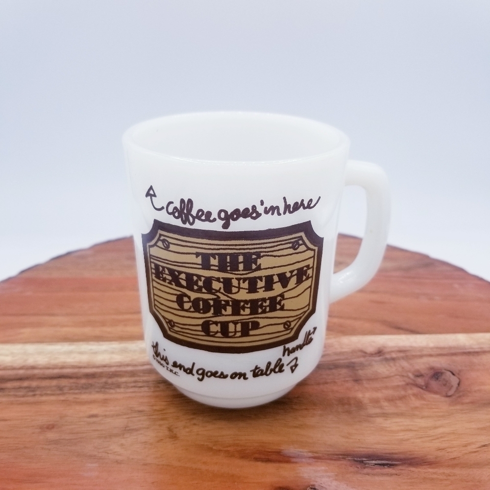 Vintage Anchor Hocking The Executive Coffee Cup Milk Glass Mug